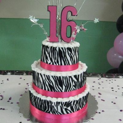 16Th Zebra Birthday Cake