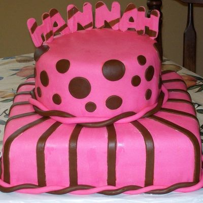 Brown And Pink Birthday Cake