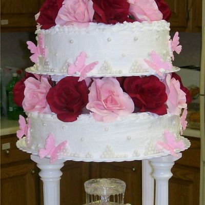 Rose And Butterfly Wedding Cake