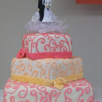 Melon Swirl Wedding Cake