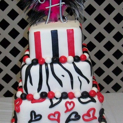 Black And Hot Pink Wedding Cake