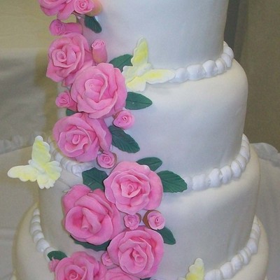 Butterfly And Rose Wedding Cake
