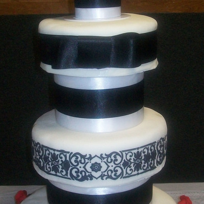 Black And White Stencil Wedding Cake