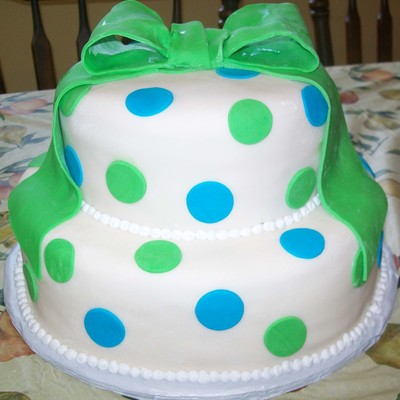Green Blue Dot Baby Shower Cake