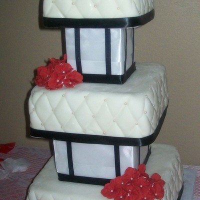 Red, Black And White Wedding Cake