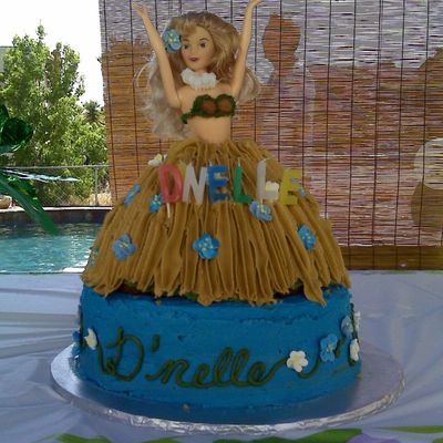 Hula Girl Cake With Ocean Cupcakes