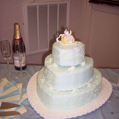 Carla And Paul's Brush Embroidery Wedding Cake With Iris Topper