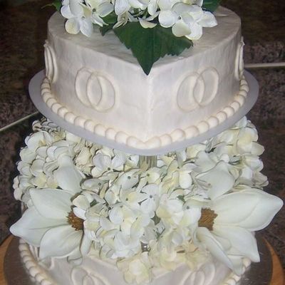 Ivory Heart-Shaped Wedding Cake