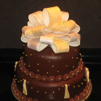 Chocolate And Gold Anniversary Cake