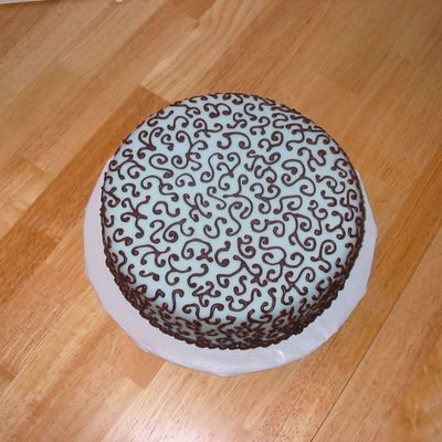 Light Blue With Chocolate Scrolls