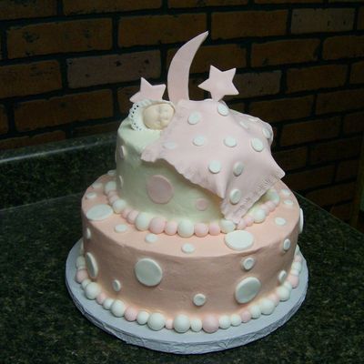 Pink And White Polka Dot Baby Shower Cake