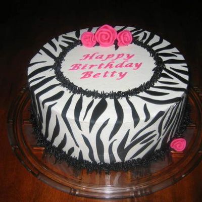 Zebra Cake W/ Ribbon Roses
