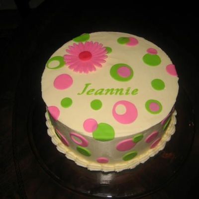 Pink And Green Birthday Cake