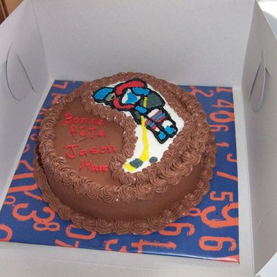 Chocolate Whipped Cream Icing Hockey Player