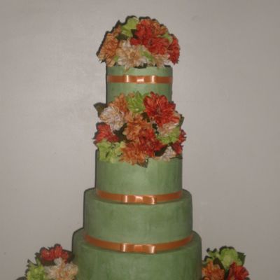 Green And Orange Wedding Cake
