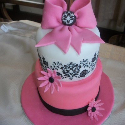 Pink, Blk & White Damask