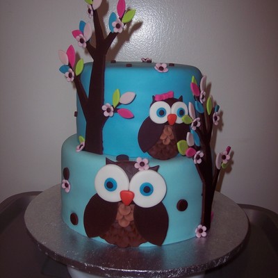 Owl Baby Shower Cake