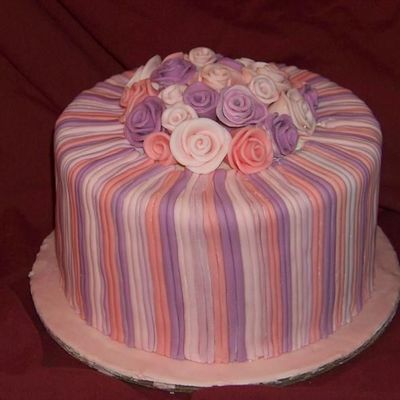 Pink And Purple Striped Rose Cake