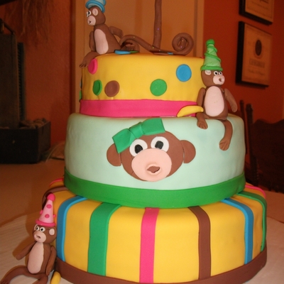 Monkey Cake For Triplets