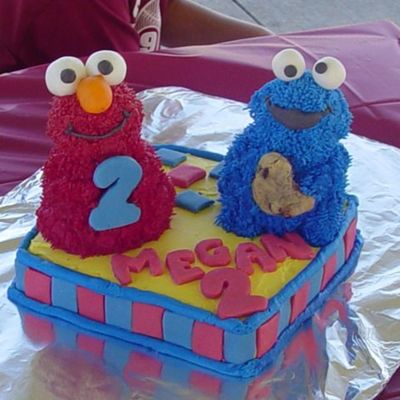 Elmo/cookie Monster Birthday Cake