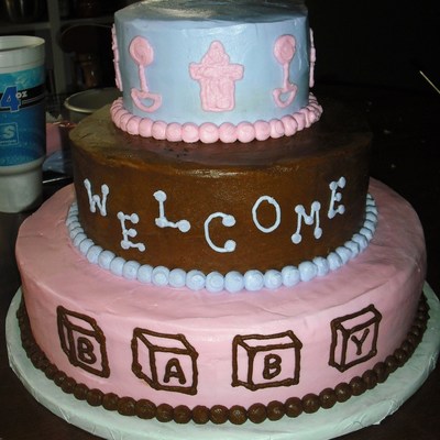 Three Tiered Baby Shower Cake