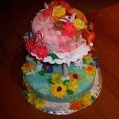 Four Seasons Fondant 2 Tiered Cake