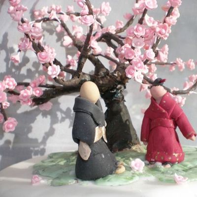 Close Up Of Topper: Cherry Tree With Bridal Couple