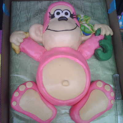 Neon Pink Monkey With A Bow