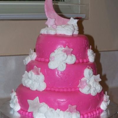 Pink Stars And Cloud Cake