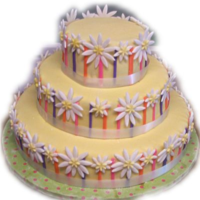 Yellow Daisy Stripe Cake