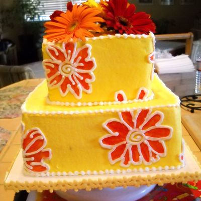 Gerbera Daisy Painted Flowers Cake