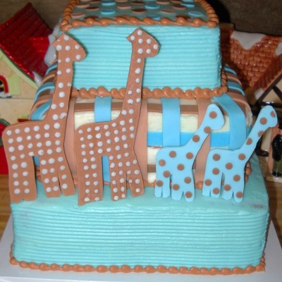 Twin Boy Brown & Blue Giraffe Shower