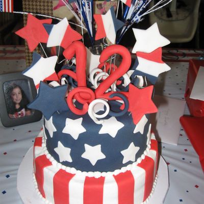 4Th Of July Red, White & Blue Birthday Cake