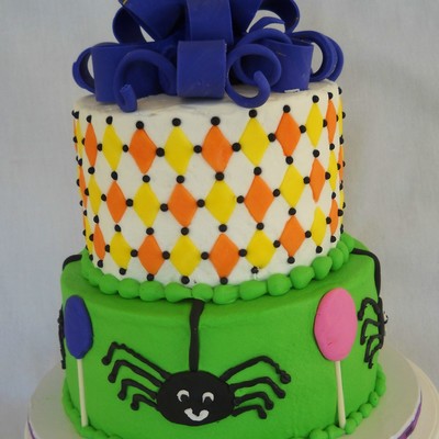 Halloween Candy Corn Spider Cake