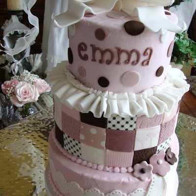 Patchwork Quilt/lace Theme Baby Shower Cake