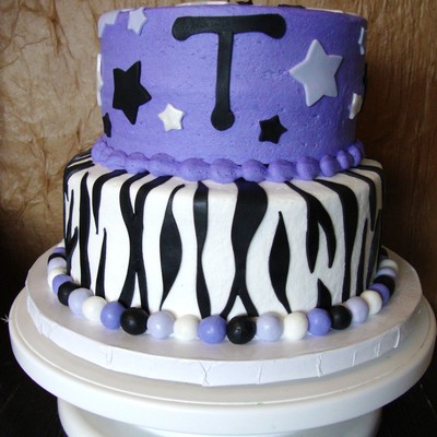Purple Star/zebra Teen Cake