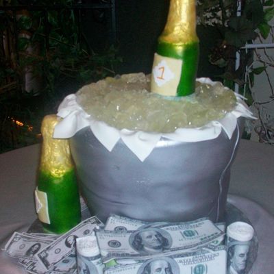 Ice Buket, Champagne And Money
