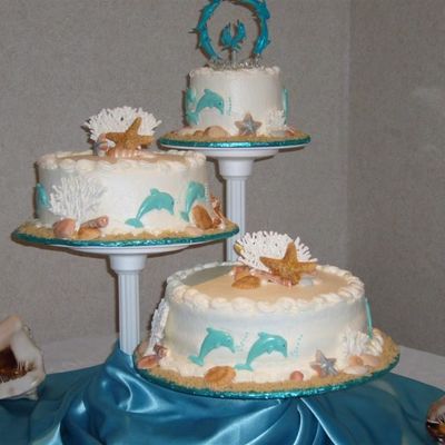 Seashell And Dolphin Wedding Cake