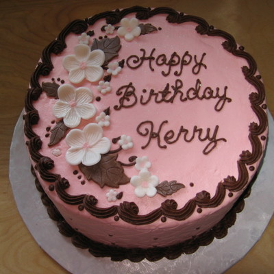 Pink & Brown Birthday Cake