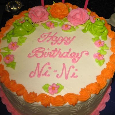 Frogs And Roses Birthday Cake