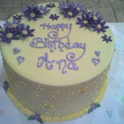 Purple Daisy Birthday Cake