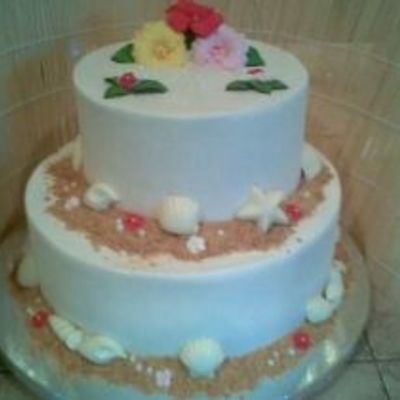 Hawaiian Theme Wedding Cake