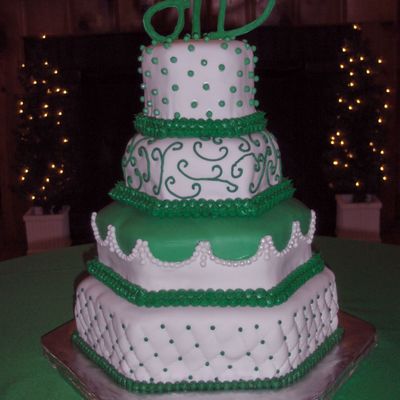 Kelly Green Hexagon Wedding Cake