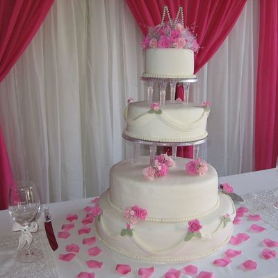 Pink Rose Wedding Cake