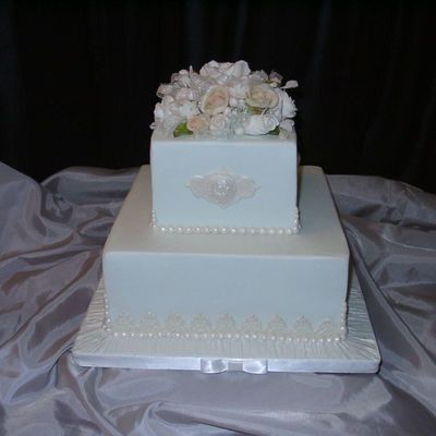 Pale Blue Squares With Pearls And Cameos