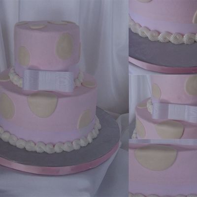 Pink And White Polka Dot Baby Shower Cake
