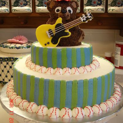 Mini Bear & Fondant Guitar Baby Shower Cake