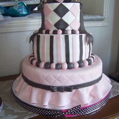 Pink And Brown Baby Shower Cake