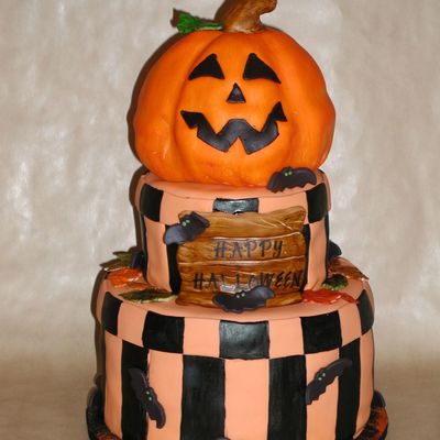Orange And Black Pumpkin Halloween Cake