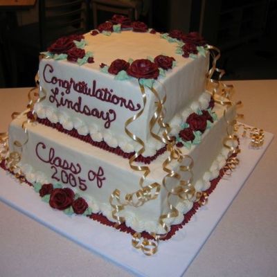 Burgundy Rose Grad Cake